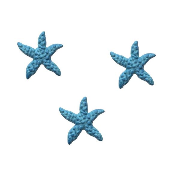 Medium and Royal Blue Starfish Drawer Pulls Painted Cast Iron Set of 3 - Picture 3 of 6
